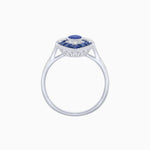 Load image into Gallery viewer, Art Deco Inspired Oval Cut Center Ring with Calibré-Cut Gemstone Navette Halo