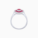 Load image into Gallery viewer, Art Deco Inspired Oval Cut Center Ring with Calibré-Cut Gemstone Navette Halo