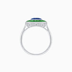 Load image into Gallery viewer, Art Deco Cushion Cut Ring with French-Cut Gemstone Halo and Diamond Accents