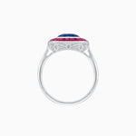 Load image into Gallery viewer, Art Deco Cushion Cut Ring with French-Cut Gemstone Halo and Diamond Accents