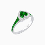 Load image into Gallery viewer, Art Deco Inspired Bezel-Set Heart Halo Ring with Calibré Gemstone Shoulders