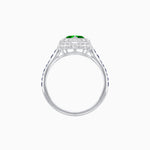 Load image into Gallery viewer, Art Deco Inspired Bezel-Set Heart Halo Ring with Calibré Gemstone Shoulders