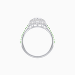 Load image into Gallery viewer, Art Deco Inspired Bezel-Set Heart Halo Ring with Calibré Gemstone Shoulders