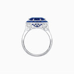 Load image into Gallery viewer, Art Deco Inspired Round Cut Cocktail Ring with Calibré Gemstone Halo