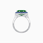 Load image into Gallery viewer, Art Deco Inspired Round Cut Cocktail Ring with Calibré Gemstone Halo