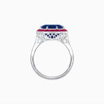 Load image into Gallery viewer, Art Deco Inspired Round Cut Cocktail Ring with Calibré Gemstone Halo