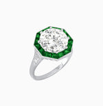 Load image into Gallery viewer, Art Deco Inspired Round Cut Cocktail Ring with Calibré Gemstone Halo