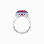 Load image into Gallery viewer, Art Deco Inspired Round Cut Cocktail Ring with Calibré Gemstone Halo