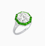 Load image into Gallery viewer, Art Deco Inspired Round Cut Cocktail Ring with Calibré Gemstone Halo