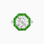 Load image into Gallery viewer, Art Deco Inspired Round Cut Cocktail Ring with Calibré Gemstone Halo