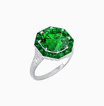 Load image into Gallery viewer, Art Deco Inspired Round Cut Cocktail Ring with Calibré Gemstone Halo