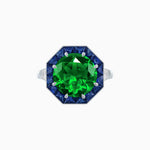 Load image into Gallery viewer, Art Deco Inspired Round Cut Cocktail Ring with Calibré Gemstone Halo