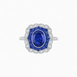 Load image into Gallery viewer, Oval-Cut Art Deco Floral Radiance Ring with Diamond and Gemstone