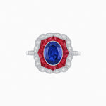 Load image into Gallery viewer, Oval-Cut Art Deco Floral Radiance Ring with Diamond and Gemstone