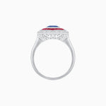 Load image into Gallery viewer, Oval-Cut Art Deco Floral Radiance Ring with Diamond and Gemstone