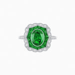Load image into Gallery viewer, Oval-Cut Art Deco Floral Radiance Ring with Diamond and Gemstone