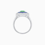 Load image into Gallery viewer, Oval-Cut Art Deco Floral Radiance Ring with Diamond and Gemstone