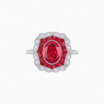 Load image into Gallery viewer, Oval-Cut Art Deco Floral Radiance Ring with Diamond and Gemstone