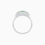 Load image into Gallery viewer, Vintage Inspired East-West Three-Stone Mosaic Halo Ring