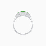 Load image into Gallery viewer, Vintage Inspired East-West Three-Stone Mosaic Halo Ring