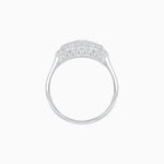 Load image into Gallery viewer, Vintage Inspired East-West Three-Stone Mosaic Halo Ring