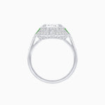 Load image into Gallery viewer, Art Deco Style Cushion Cut Ring Mounting with Diamond Halo and colored Side Gemstones
