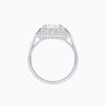 Load image into Gallery viewer, Art Deco Style Cushion Cut Ring Mounting with Diamond Halo and colored Side Gemstones