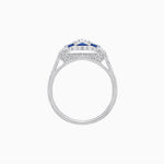 Load image into Gallery viewer, Art Deco Inspired Round Cut Halo Ring with Calibré Gemstone Accents
