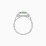 Load image into Gallery viewer, Art Deco Inspired Round Cut Halo Ring with Calibré Gemstone Accents