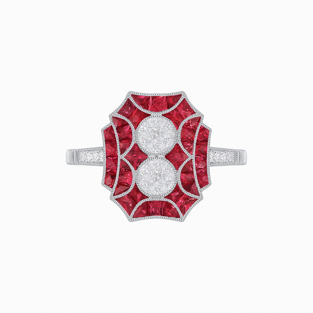 Art Deco Double Diamond Ring in Illusion Setting