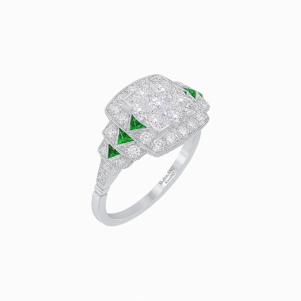 Art Deco Style Stepped Down Illusion Diamond Ring