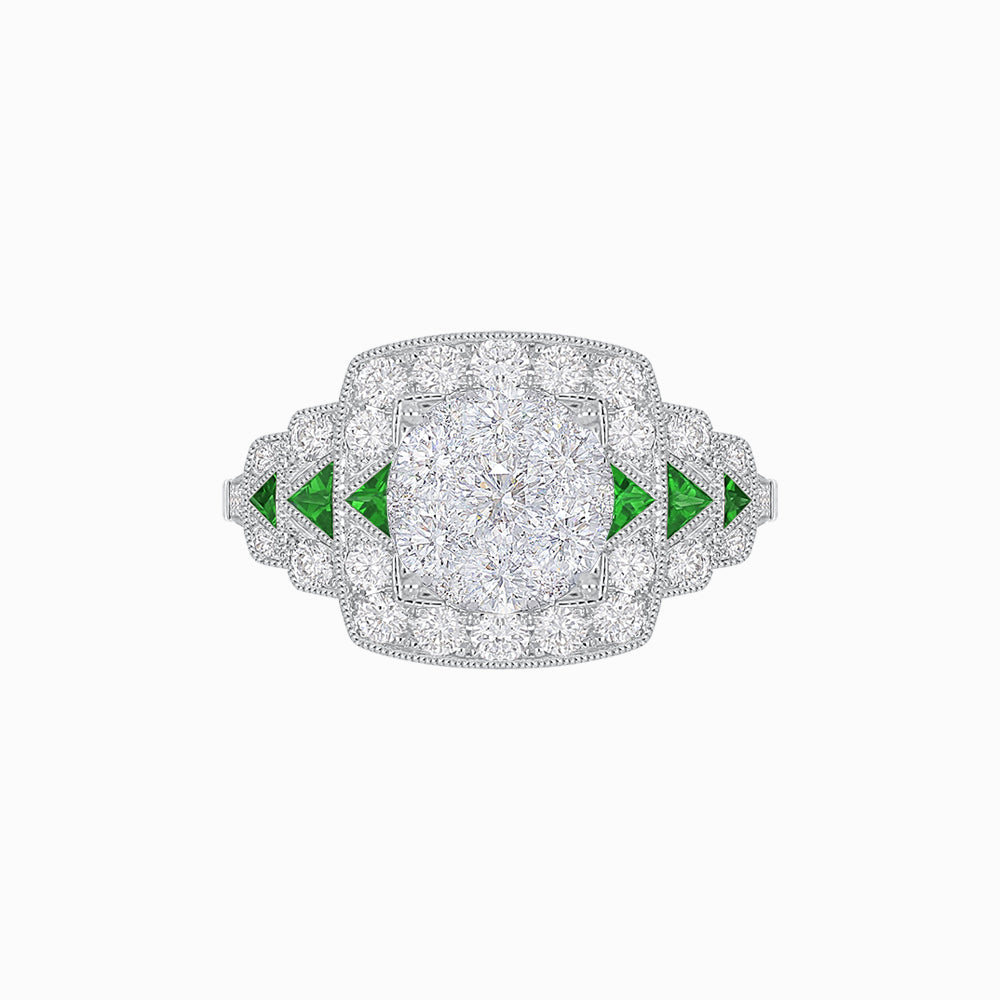 Art Deco Style Stepped Down Illusion Diamond Ring