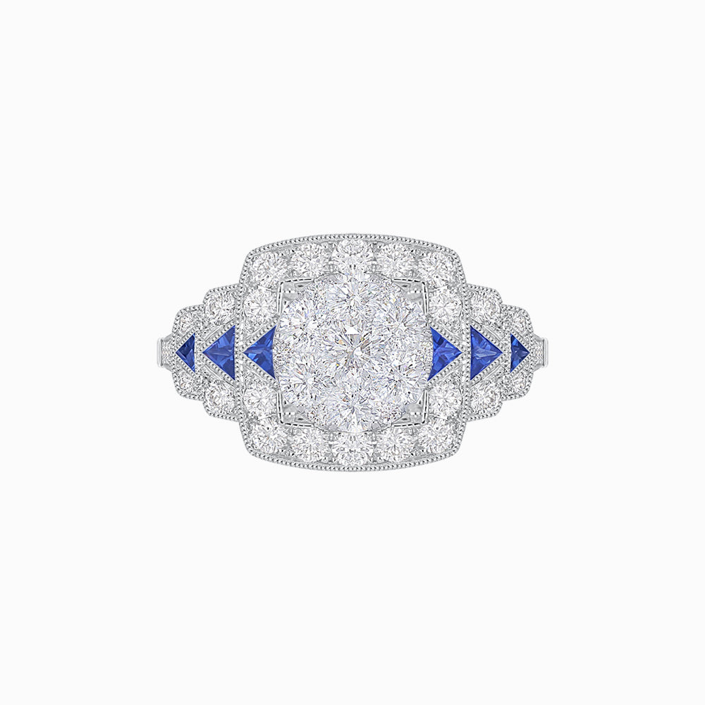 Art Deco Style Stepped Down Illusion Diamond Ring