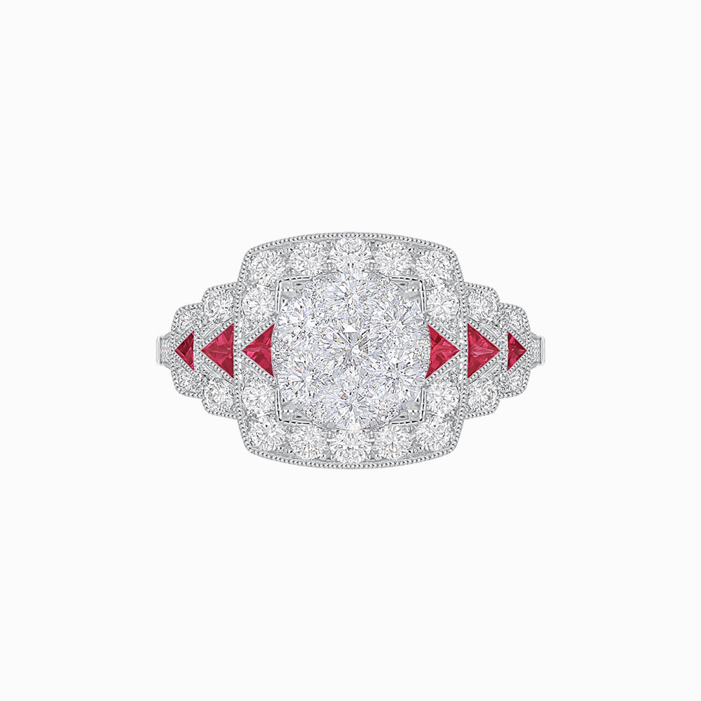 Art Deco Style Stepped Down Illusion Diamond Ring