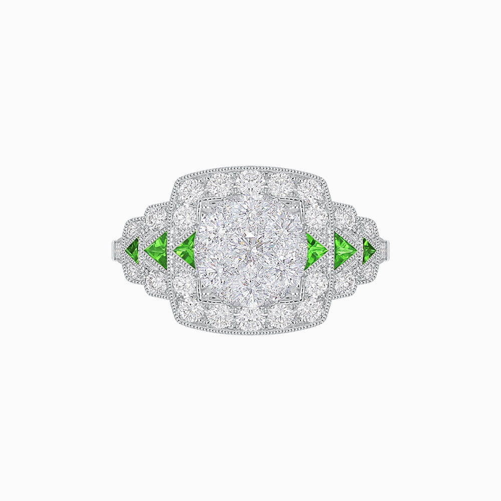 Art Deco Style Stepped Down Illusion Diamond Ring