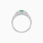 Load image into Gallery viewer, Art Deco Inspired Three-Stone Bezel Framed Ring with Diamond
