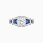 Load image into Gallery viewer, Art Deco Inspired Round Stepped Halo Gemstone &amp; Diamond Ring