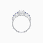 Load image into Gallery viewer, Art Deco Inspired Round Stepped Halo Gemstone &amp; Diamond Ring