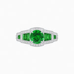 Load image into Gallery viewer, Art Deco Inspired Round Stepped Halo Gemstone &amp; Diamond Ring