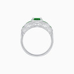 Load image into Gallery viewer, Art Deco Inspired Round Stepped Halo Gemstone &amp; Diamond Ring
