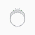 Load image into Gallery viewer, Art Deco Inspired Round Stepped Halo Gemstone &amp; Diamond Ring