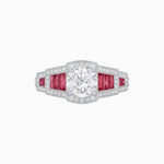 Load image into Gallery viewer, Art Deco Inspired Round Stepped Halo Gemstone &amp; Diamond Ring