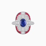 Load image into Gallery viewer, Scarab Vintage Art Deco Style Cocktail Ring with Diamond and Gemstone
