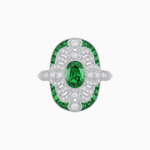 Load image into Gallery viewer, Scarab Vintage Art Deco Style Cocktail Ring with Diamond and Gemstone