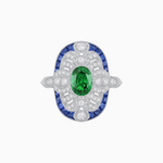 Load image into Gallery viewer, Scarab Vintage Art Deco Style Cocktail Ring with Diamond and Gemstone