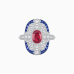 Load image into Gallery viewer, Scarab Vintage Art Deco Style Cocktail Ring with Diamond and Gemstone