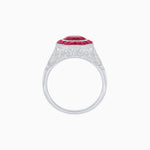 Load image into Gallery viewer, Art Deco Inspired Round Cut Ring with Octagonal Calibré-Cut Gemstone Halo