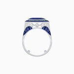 Load image into Gallery viewer, Art Deco Inspired Emerald Cut Ring with Calibré Gemstone Halo