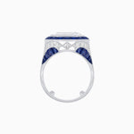 Load image into Gallery viewer, Art Deco Inspired Emerald Cut Ring with Calibré Gemstone Halo