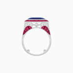 Load image into Gallery viewer, Art Deco Inspired Emerald Cut Ring with Calibré Gemstone Halo